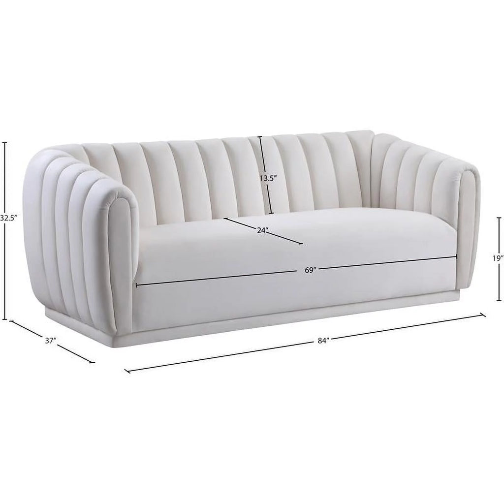 Cream Velvet Wood Sofa M45875