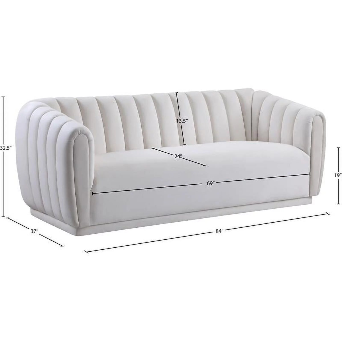 Cream Velvet Wood Sofa M45875