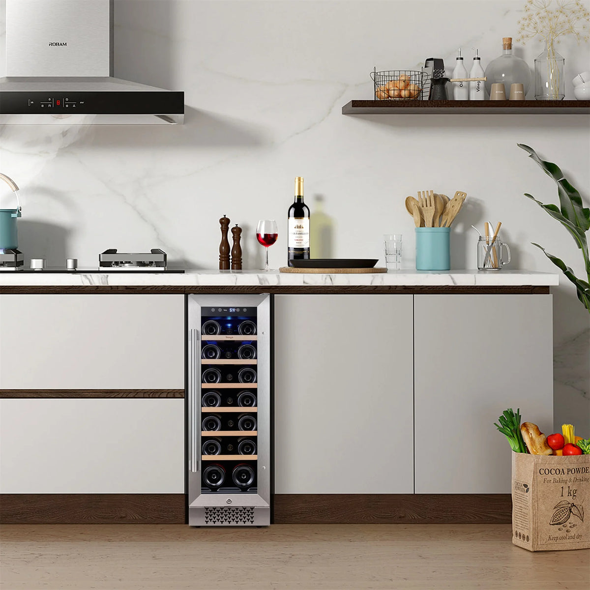 12 Bottle Wine Cooler Refrigerator with Glass Door Q61205