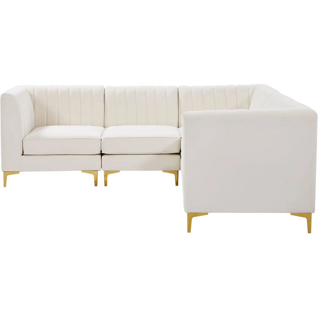 Cream Velvet Modular Sectional V260382