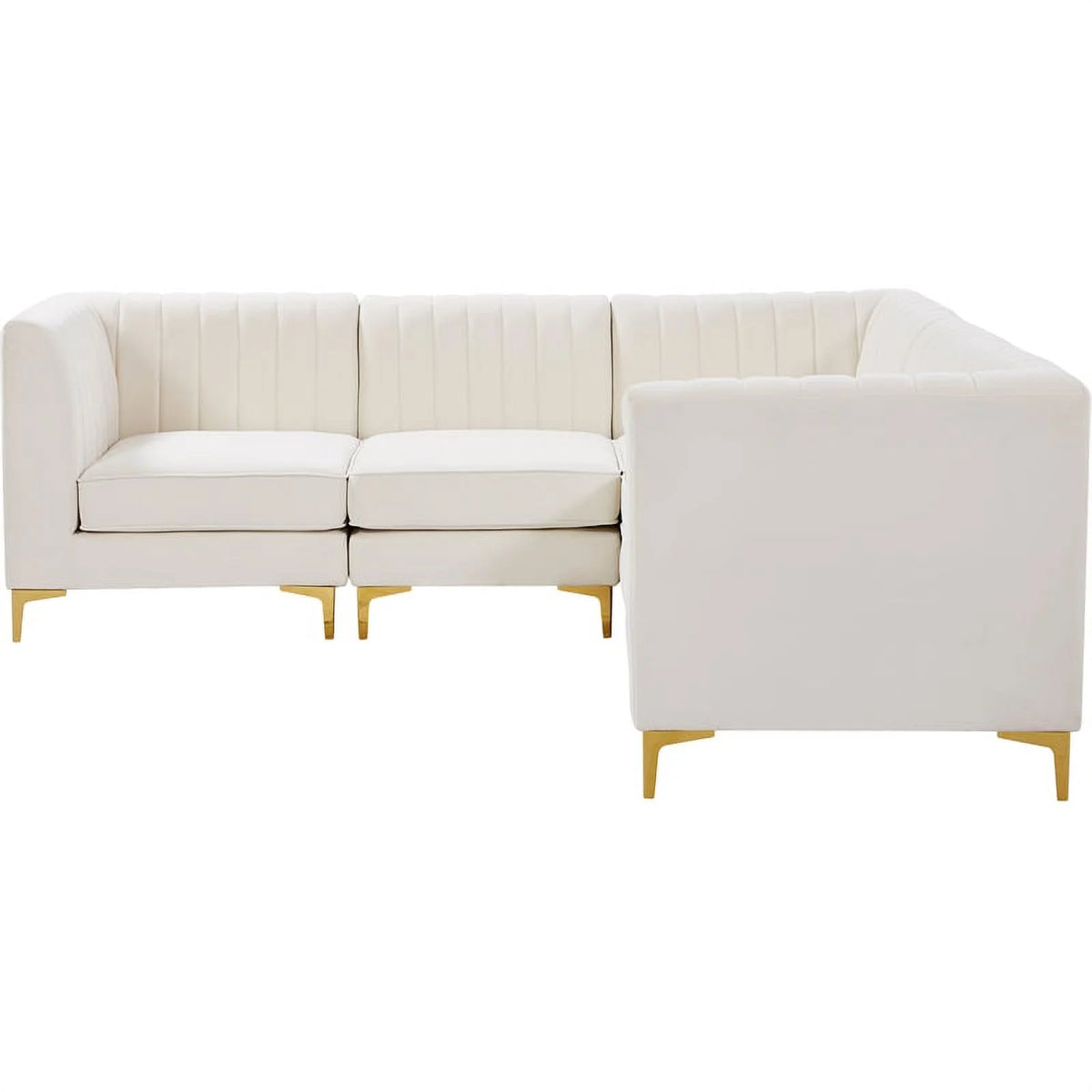 Cream Velvet Modular Sectional V260382