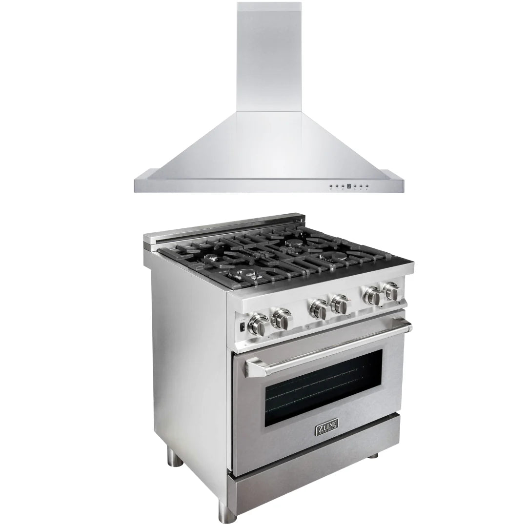 30 in. Dual Fuel Range and Range Hood Appliance Package H483048