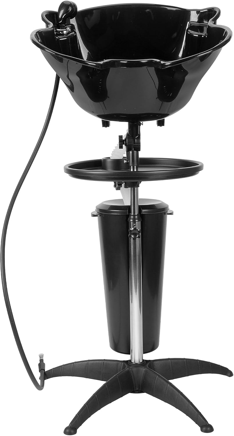 Portable Shampoo Bowl Basin Sink with Adjustable Height, Includes Drain Hose and Bucket U8606