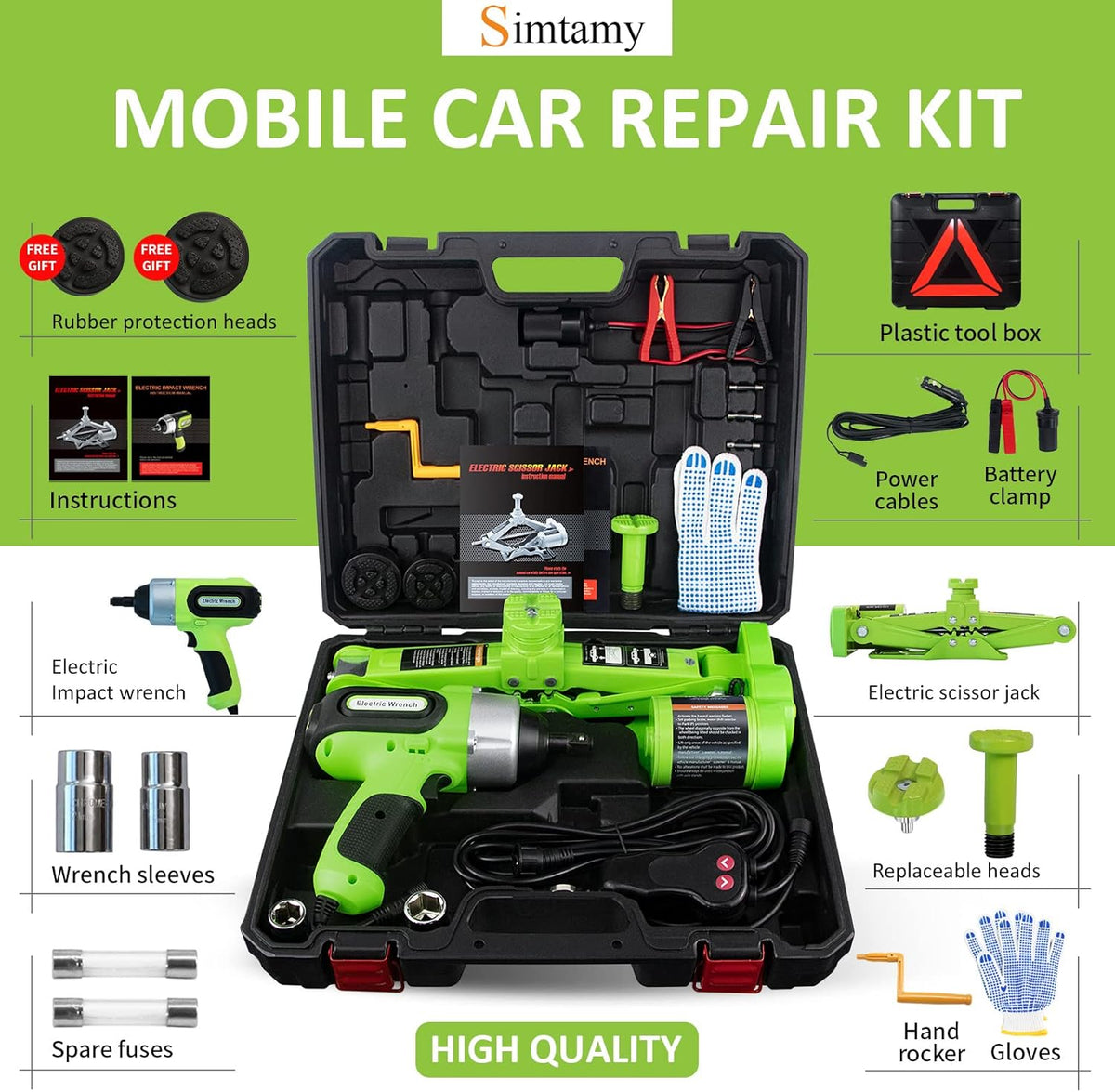 Electric Car Jack 3 Ton 12V Scissor Jack Portable Car Lift Tire Change Kit Q61110