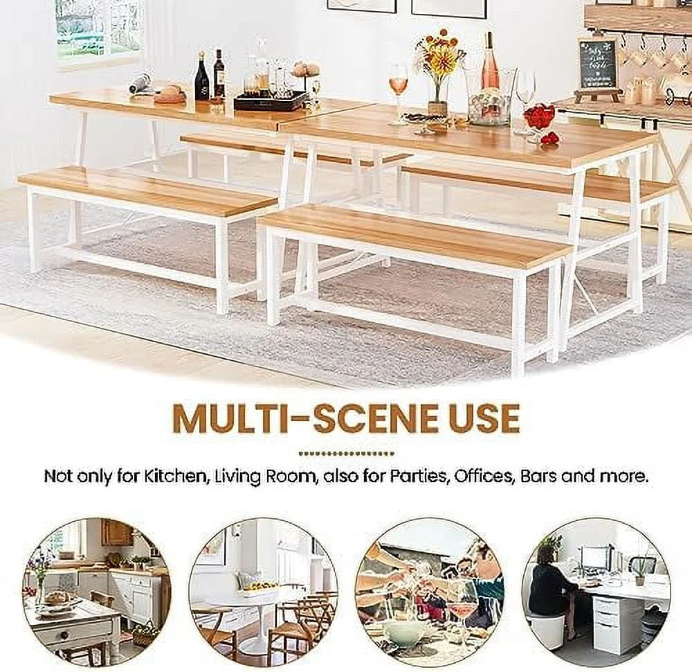 3 Piece Dining Table Set with 2 Benches F14238
