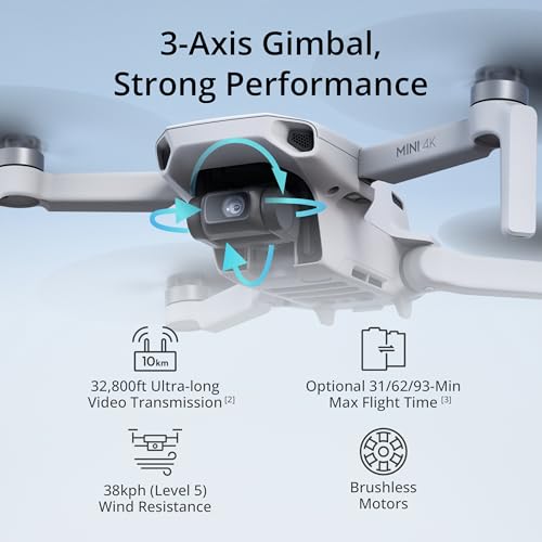 Mini 4K Fly More Combo Drone with 4K UHD Camera, Under 249 g, 3-Axis Gimbal, 3 Batteries R227613