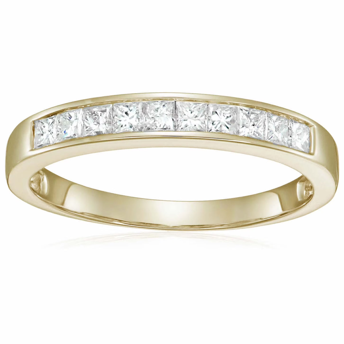 14K Yellow Gold Princess Cut Diamond Wedding Band Size 9 E3971