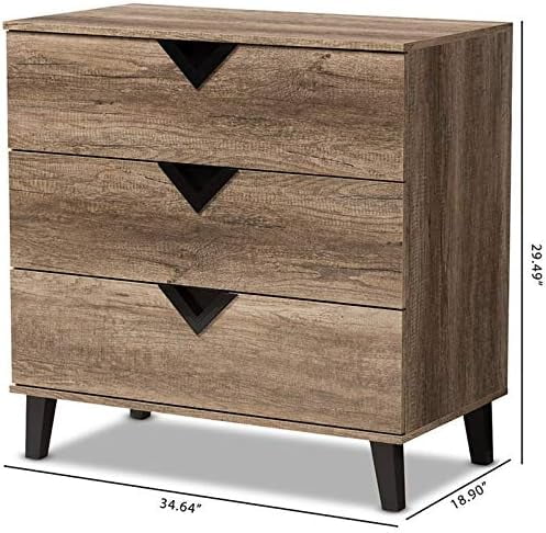Light Brown Wood 3-Drawer Chest V303850