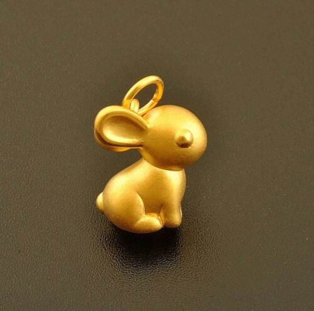 24K Yellow Gold Rabbit Pendant J3108