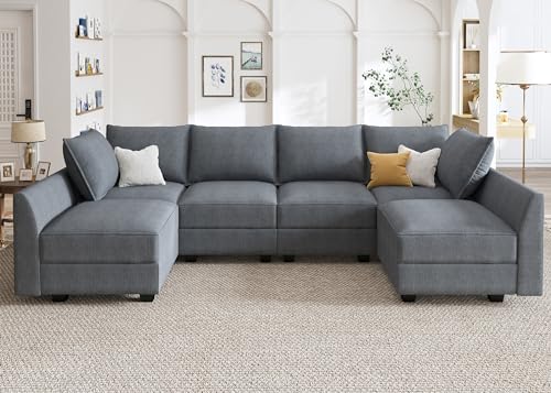 Grey Modular Sectional Sofa with Storage W259833