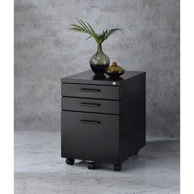 3 Drawer Black Mobile Vertical Filing Cabinet R681