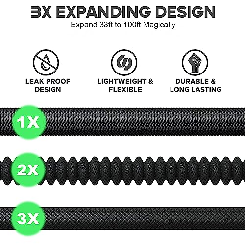 50 ft Expandable Garden Hose with 10-Function Spray Nozzle, 3/4" Solid Brass Fittings N51660