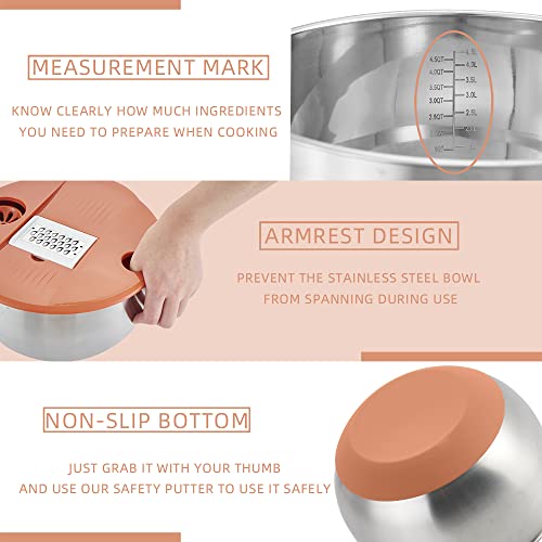 Mixing Bowls Set of 3 Stainless Steel with Airtight Lids C5649