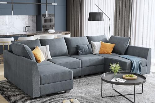Grey Modular Sectional Sofa with Storage W259833