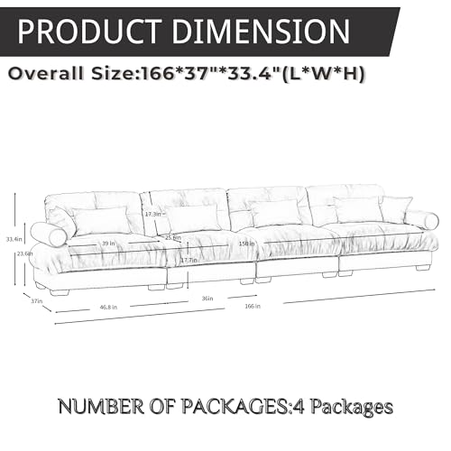 130" Modular Sectional Sofa with Movable Ottoman K266