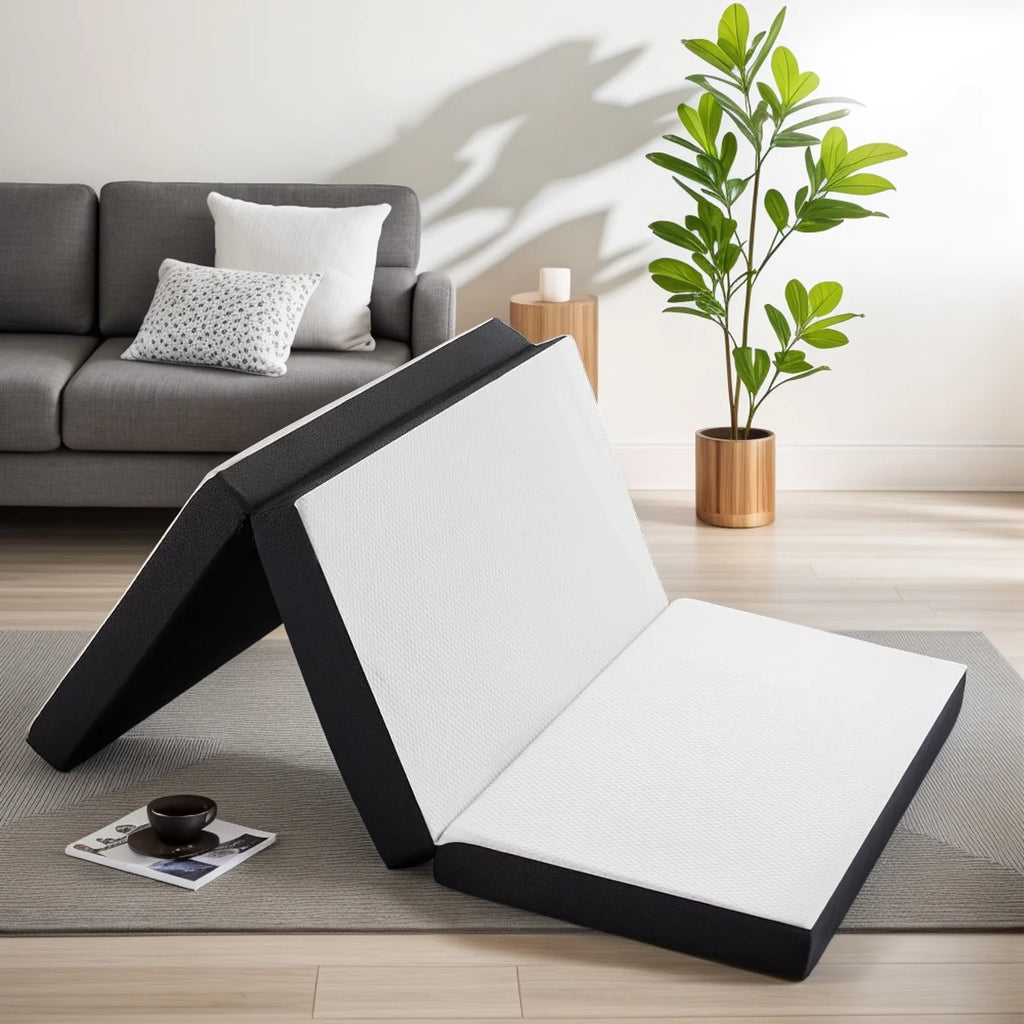 4 inches Folding Twin Size Memory Foam Mattress with Cover D664