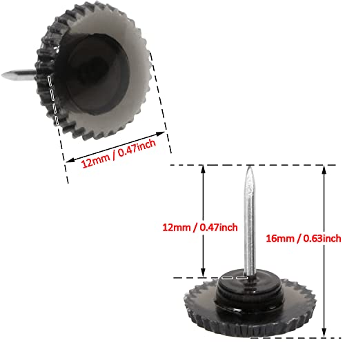50PCS Transparent Black Flat Plastic Head Steel Point Push Pins A630