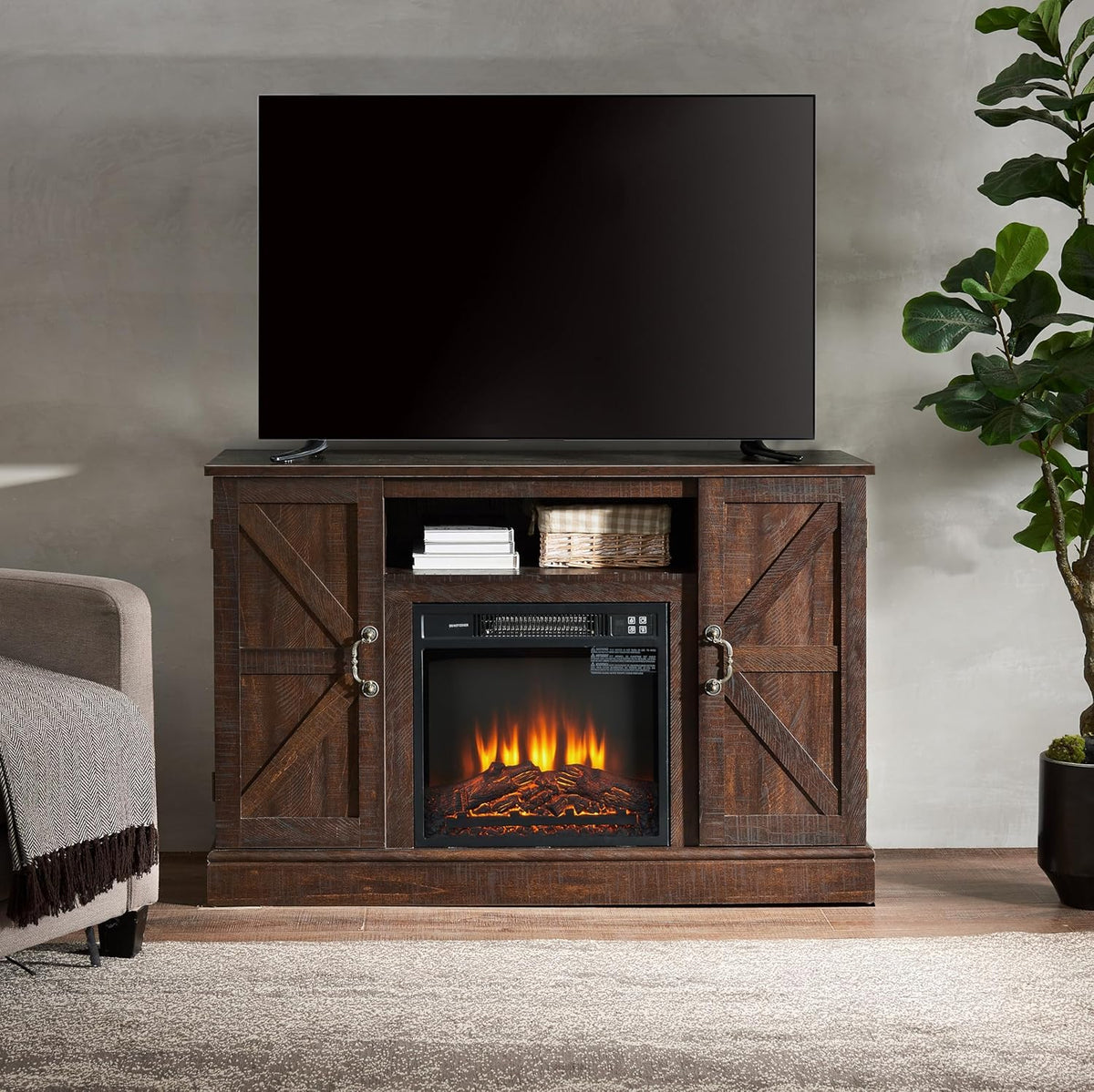Electric Fireplace TV Stand with Cable Management I10781
