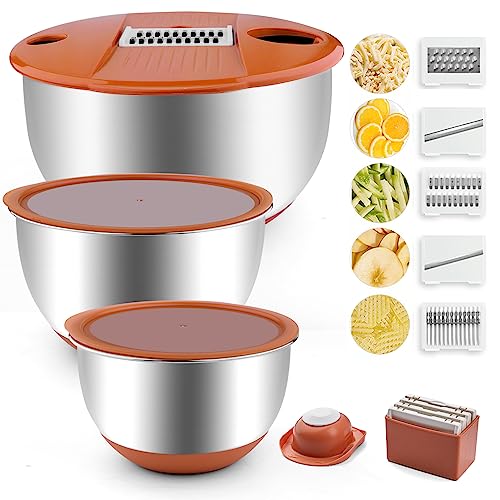 Mixing Bowls Set of 3 Stainless Steel with Airtight Lids C5649