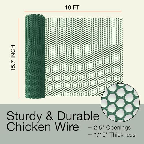 Green Plastic Wire Mesh Fence 15.7IN x 10FT Roll V464118