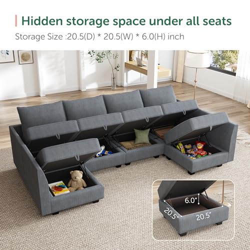 Grey Modular Sectional Sofa with Storage W259833