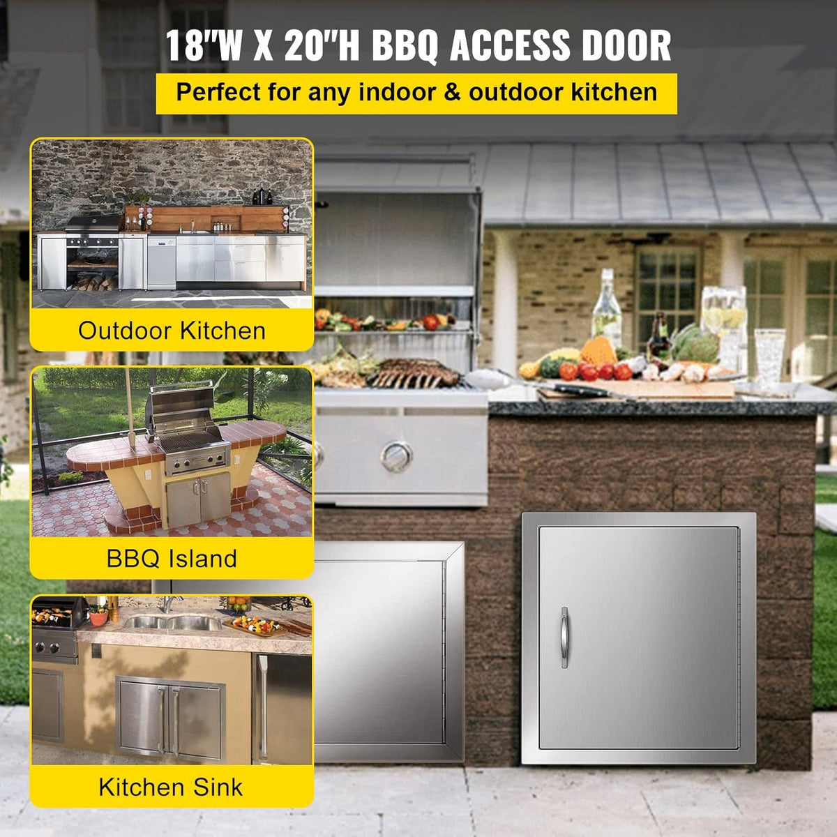 18W x 20H Inch Stainless Steel BBQ Access Door W19156