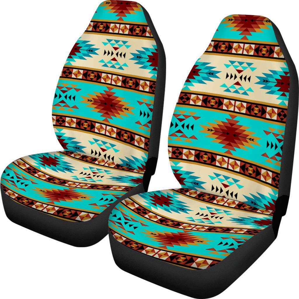 Blue Neon Sea Turtle Print Car Seat Covers Set of 2 N9948