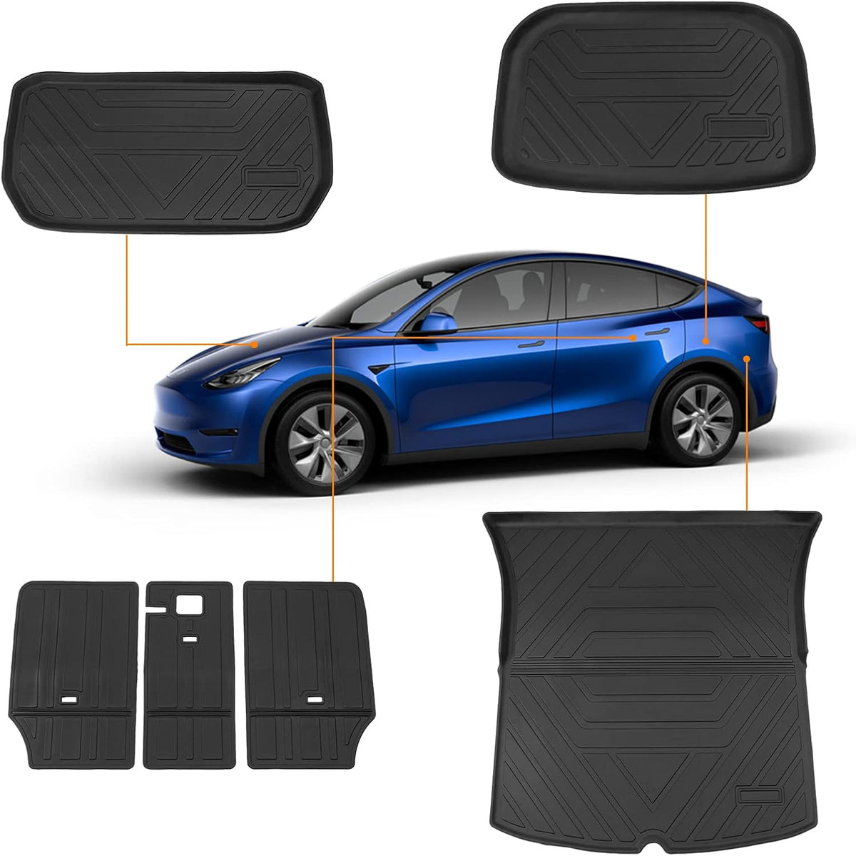 Tesla Model Y All Weather Floor Mats Cargo Liners Set of 9 W4103