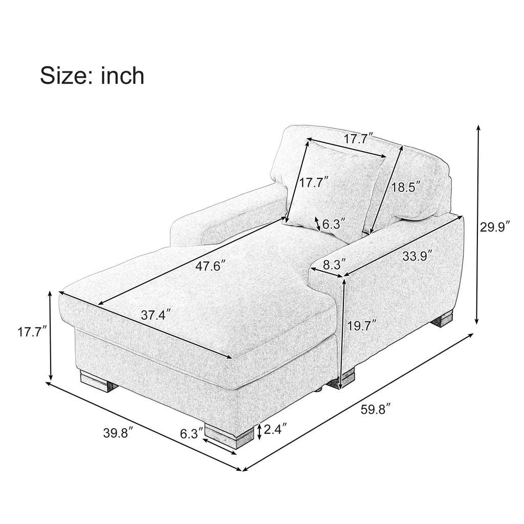 Gray Velvet Oversized Chaise Lounger Sleeper Sofa T207662