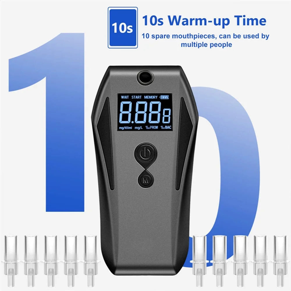 Portable Breath Alcohol Tester with 10 Mouthpieces G864