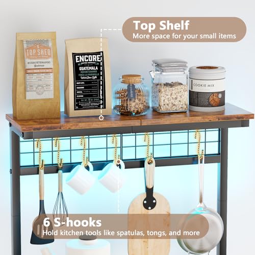 Rustic Brown Bakers Rack with 4 Tier Shelves P5211
