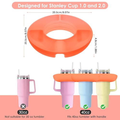 Orange 4 Compartment Reusable Snack Container for 40 oz Tumbler I923