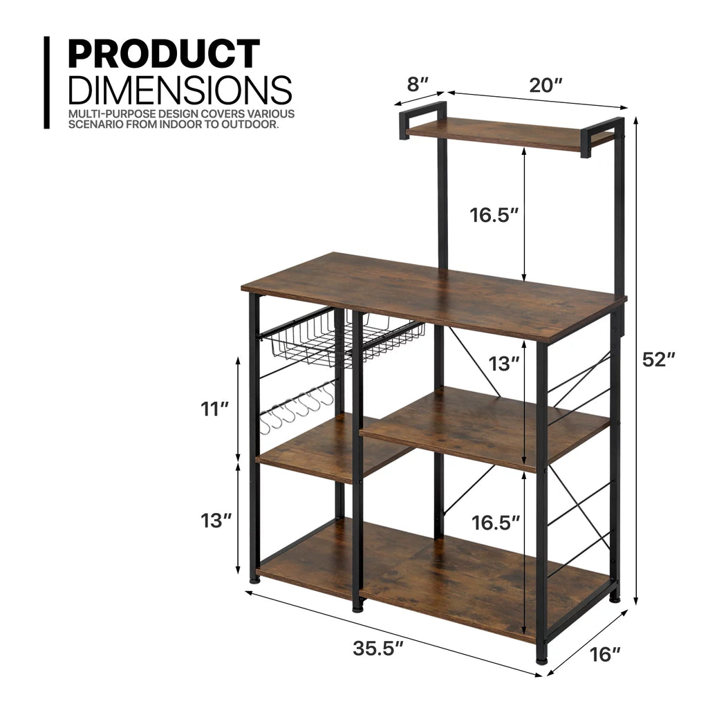 Brown 6 Shelves Utility Storage Shelf with Wire Basket E518988