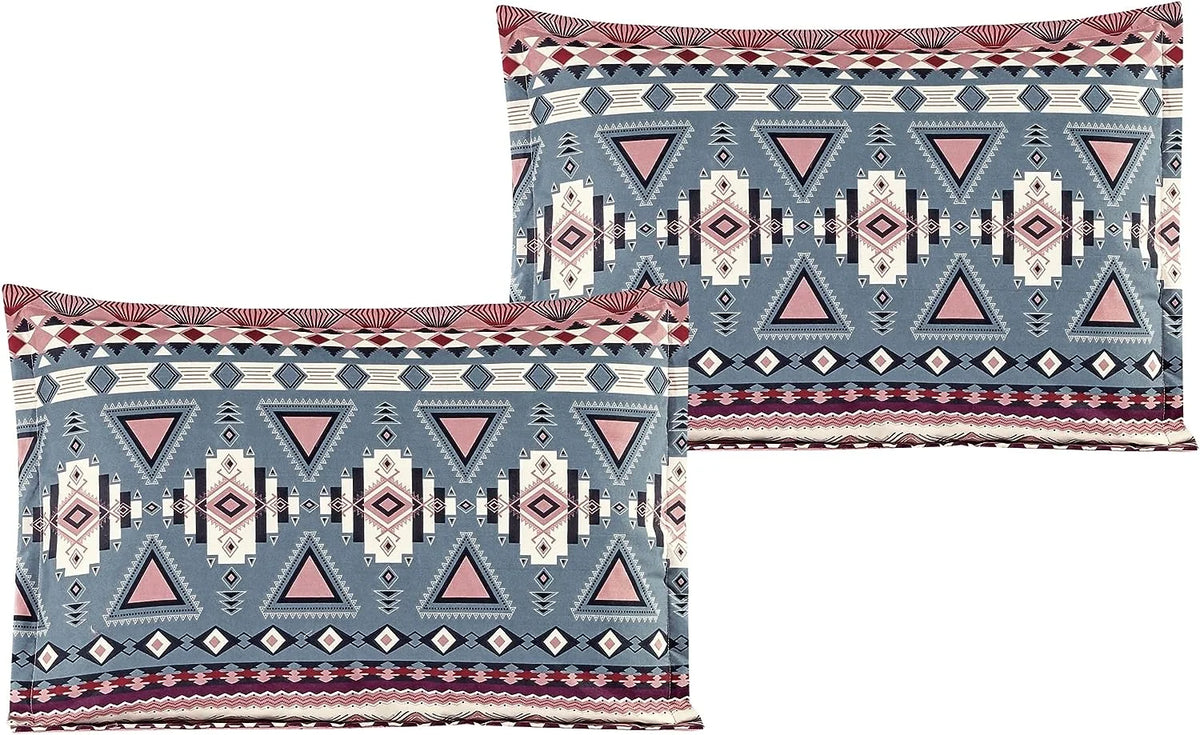 Teal Pink Southwestern Design Comforter Bedding Set Queen Size O539