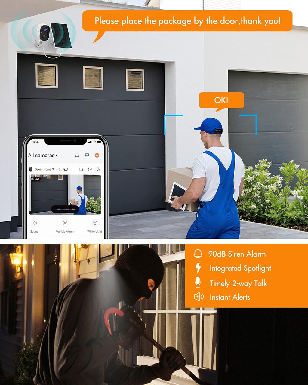 Solar Powered Wireless Outdoor Security Camera 1080P Color Night Vision S851470