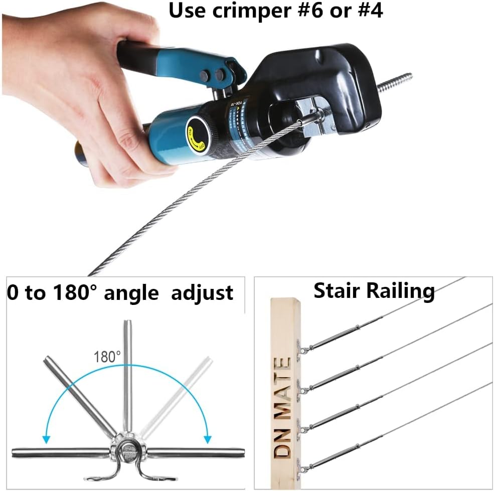 20 Sets T316 Stainless Steel Adjustable Angle 180° Cable Railing Kit F396