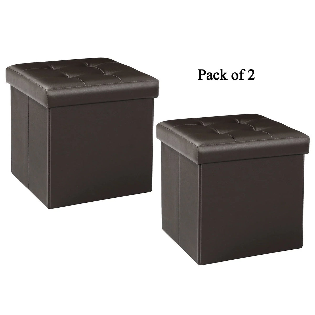 12.6" Pack of 2 Brown Storage Ottoman Cube X89231