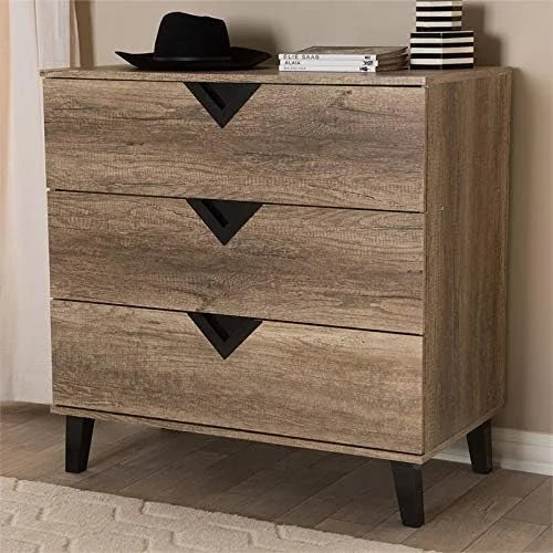 Light Brown Wood 3-Drawer Chest V303850