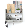 Rustic Wood Floating Storage Shelf with 3 Hooks N2422