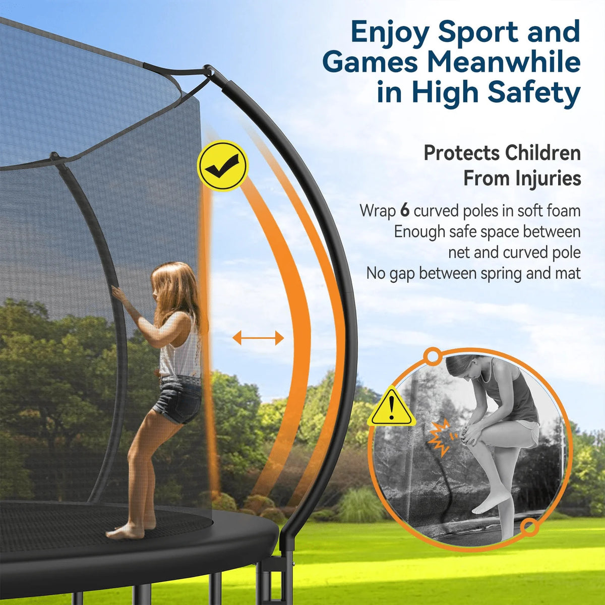 12 14 16FT Trampoline with Slide, Enclosure Net and Ladder R543532