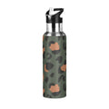 Green-brown Leopard Print 20 OZ Stainless Steel Vacuum Insulated Water Bottle with Straw Lid N4117