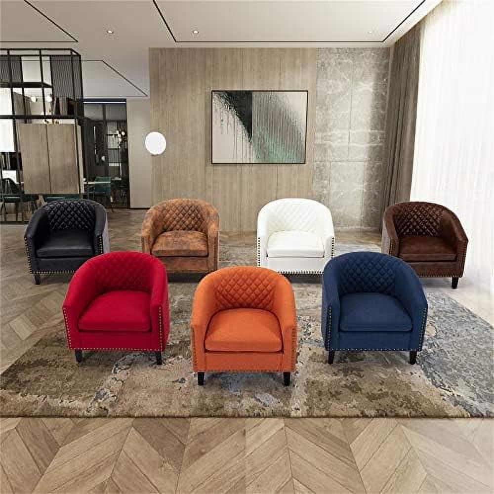 White Leather Upholstered Accent Arm Chair with Solid Wood Legs U1248