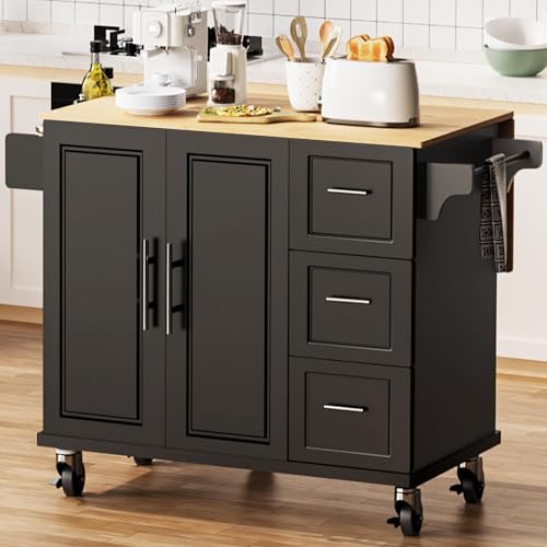 White Rolling Kitchen Island with Storage V541