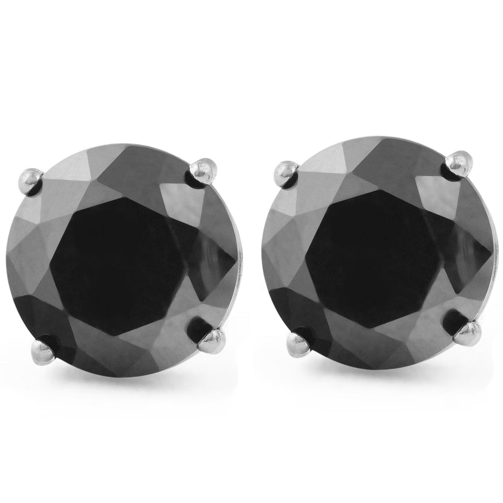 2 1/2ct Black Diamond Screw Back Stud Earrings 14K White Gold Z621534