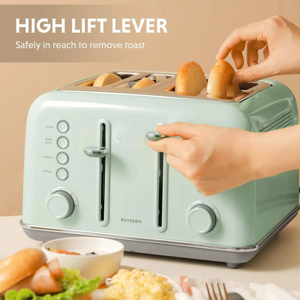 Retro Stainless Steel Toaster with Extra Wide Slots T948032