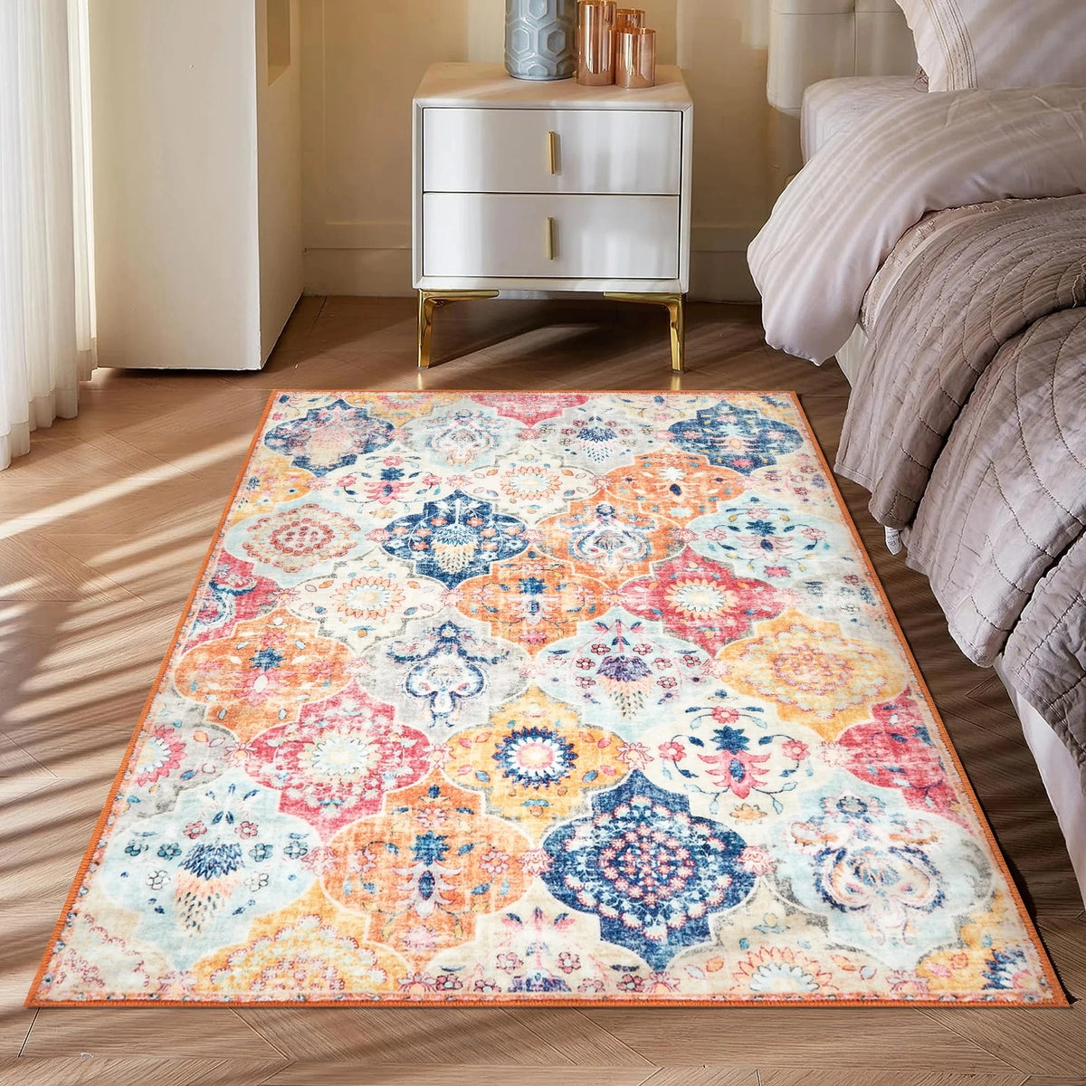 3'x5' Machine Washable Oriental Distressed Area Rug P46230