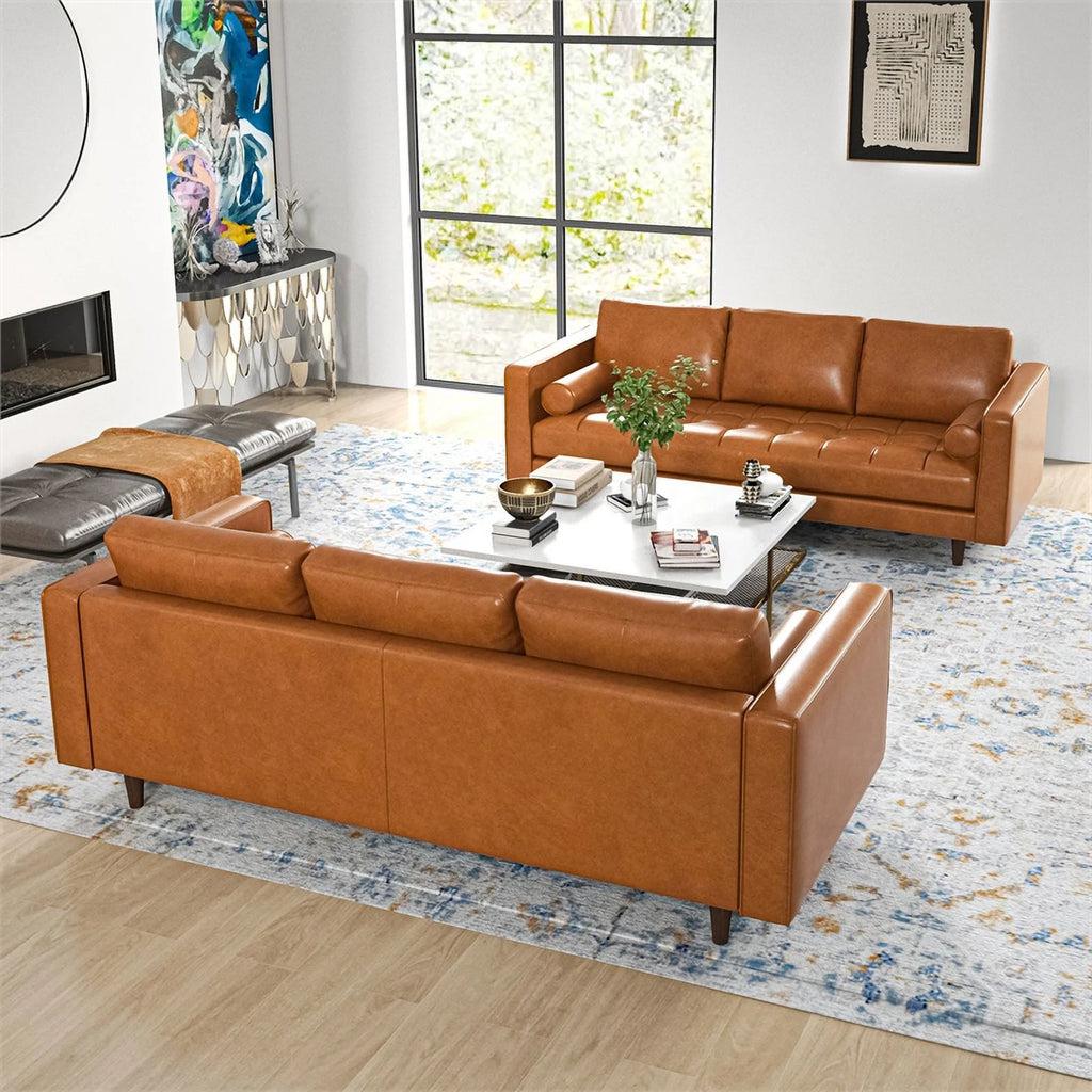 Tan Leather Sofa Set of 2 G27950