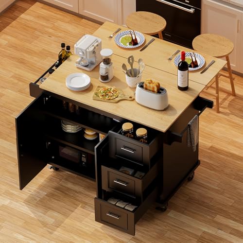 White Rolling Kitchen Island with Storage V541