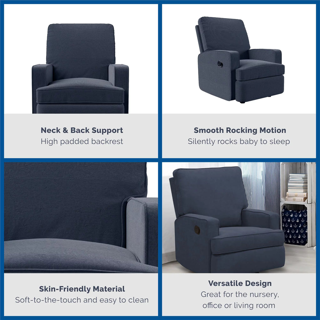 Navy Chenille Rocker Recliner Chair Q64811