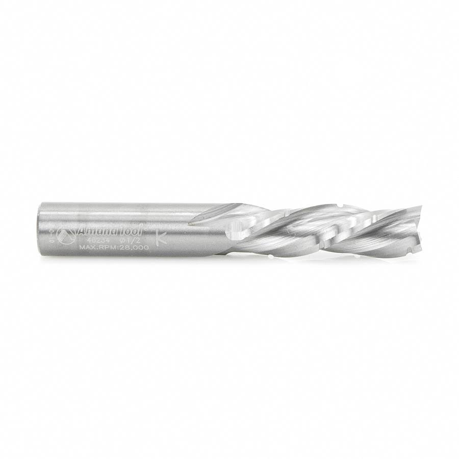 CNC Spiral Roughing 3-Flute Down-Cut Solid Carbide Router Bit, 1/2-Inch Shank N561
